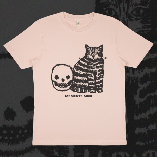 Memento Mori Cat & Skull Tee (Misty Pink)