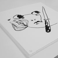 Girl with Penknife and Flower (featuring Bee) - Screen Print